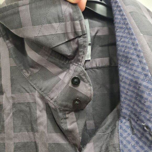 Thomas Dean Men's Big & Tall Windowpane Plaid Cotton Long Sleeve Button Up 2XLT - Picture 4 of 8